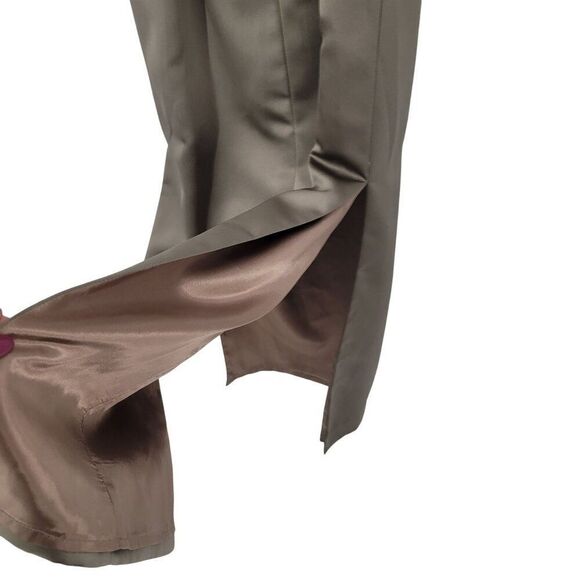 Vintage Womens Satin Sheath Gown Side Slit Size XS Taupe Neutral Cocktail Party - Picture 8 of 12